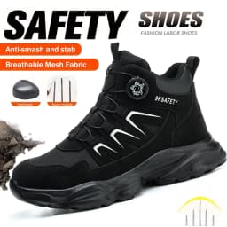 All Seasons Steel Toe Work Footwear for Men Women Impact Resistant Steel Toe Cap Sneakers Boots Lightweight Comfortable Industrial Safety Shoes Wear Resistant Durable for Construction Labor Daily Use Full Sizes Perfect Labor Day Father’s Day Gift
