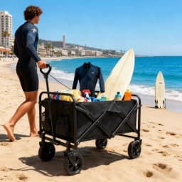 Black Heavy Duty Folding Utility Cart 380LBS Capacity Multifunctional Kitchen Wagon for Home Yard Shopping Gardening Outdoor Equipment Handling