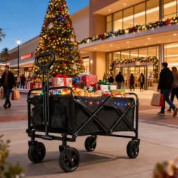 Black Heavy Duty Folding Utility Cart 380LBS Capacity Multifunctional Kitchen Wagon for Home Yard Shopping Gardening Outdoor Equipment Handling