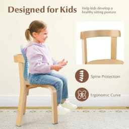 5-Piece Wooden Kids Desk & Chairs Set with Toy Bricks - Ideal for Playroom, Classroom, Daycare | Educational, Durable, Natural,