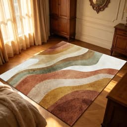 Earthy Tone Retro Wave Abstract Pattern Carpet