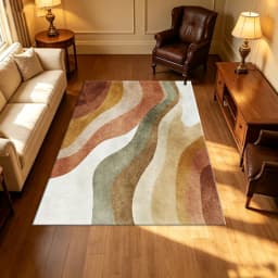 Earthy Tone Retro Wave Abstract Pattern Carpet