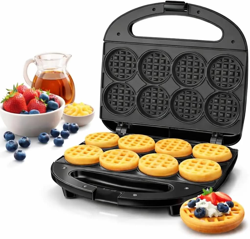 Mini Waffle Maker, Makes 8 Mini Waffles, Small Waffle Iron