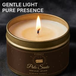 EVODUCK 4 Pack Aromatherapy Candle Set 2 Sage Smudge 2 Palo Santo Soy Wax Scented Candles in Gold Travel Tin 20H+ Burn Fresh Herbal & Warm Woody Smoke Fragrance for Meditation Yoga Spa Relaxation Home Ambience Housewarming Gift Bedroom Decor Candle