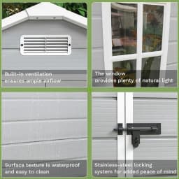 Resin Outdoor Storage Shed with Floor, Light Gray | Plastic Outside Sheds with Window, Garden Tool Shed with Lockable Door, For Patio Storage, Backyard