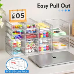 13 Drawer Clear Acrylic Makeup Organizer Large Capacity Cosmetic Storage Box Transparent Desktop Cabinet Jewelry Display Case for Bathroom Vanity Kitchen Pantry Countertop Home Organization