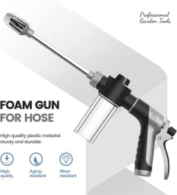High‑Pressure Car Washing Water Gun with Long Handle Foam Kettle, Metal Joint Car Wash Sprayer Nozzle for RV External Cleaning Garden Water Hose Shower Watering