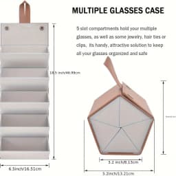 Travel Sunglasses Organizer Case with 5 Slots – Holds Multiple Pairs, Portable Glasses Storage for Men and Women