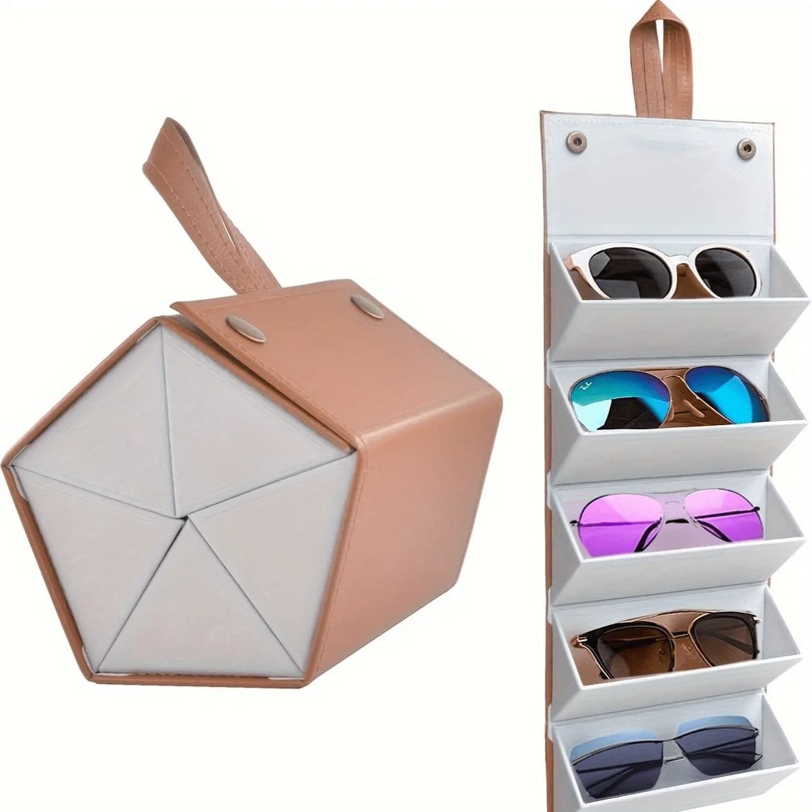 Travel Sunglasses Organizer Case with 5 Slots – Holds Multiple Pairs, Portable Glasses Storage for Men and Women
