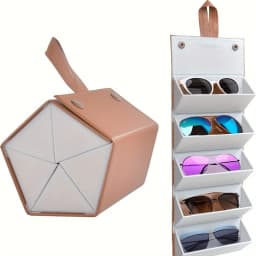 Travel Sunglasses Organizer Case with 5 Slots – Holds Multiple Pairs, Portable Glasses Storage for Men and Women