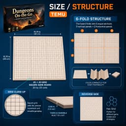 Deluxe Portable RPG Adventure Game Kit, 6-Fold Double-Sided Battle Map Board, 60pcs Premium Tokens, Polyhedral Dice Set & Dry Erase Markers for Tabletop Role Playing Games, Perfect Gift for TTRPG, Dnd Pathfinder Player