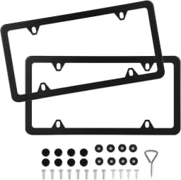 2 Pcs Stainless Steel Metal US-Spec Car License Plate Frame Tag Cover Screws and Wrench US Size High Quality Waterproof Anti-corrosion Plate