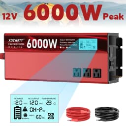 3000W Power Inverter,Peak Power 6000W 12V DC to AC 110V120V,with 3 AC Outlets and 3.4 A USB Port,LED Display for Power Converter,Outdoor Activities,Emergency,Vehicles Truck RV Solar System