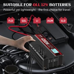 3000W Power Inverter,Peak Power 6000W 12V DC to AC 110V120V,with 3 AC Outlets and 3.4 A USB Port,LED Display for Power Converter,Outdoor Activities,Emergency,Vehicles Truck RV Solar System