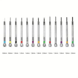 1Set 0.6-2.0mm High Hardness Steel Precision Screwdriver Set, Micro Cross Metric Flat Head Kit for Watch, Eyeglasses, Jewelry, Electronics Repair