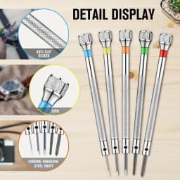 1Set 0.6-2.0mm High Hardness Steel Precision Screwdriver Set, Micro Cross Metric Flat Head Kit for Watch, Eyeglasses, Jewelry, Electronics Repair