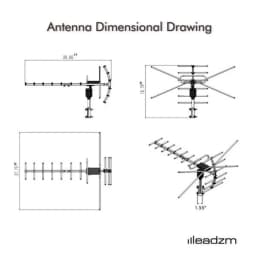 Ta-001 360 ° Rotation Uv 45-230Mhz/470-860Mhz 15-22Db Outdoorn Antenna 110 Miles Reception Range