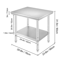 SucceBuy Stainless Steel Kitchen Work Bench Commercial Catering Table Worktable with Undershelf for Restaurant Garage