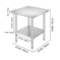 SucceBuy Stainless Steel Kitchen Work Bench Commercial Catering Table Worktable with Undershelf for Restaurant Garage