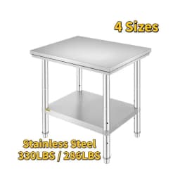 SucceBuy Stainless Steel Kitchen Work Bench Commercial Catering Table Worktable with Undershelf for Restaurant Garage