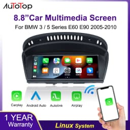 AUTOTOP 8.8" Wireless CarPlay Android Auto Car Multimedia Display for BMW 3 Series E90 E91 E92 E93 5 Series E60 E61 Touch Screen