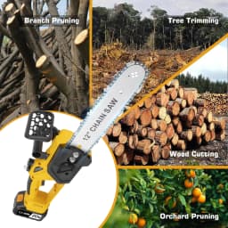 12 Inch 1200W Chainsaw Handheld Household Convenient Electric Cutting Tool with Two Batteries for Cutting Tree Branches and Wood