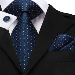 Blue Check Men's Tie Handkerchief Cufflinks Set Necktie for Men Male Wedding Business Ties Formal Dad Husband Gift