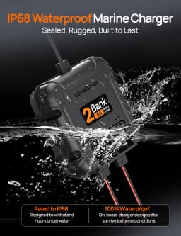 ECO-Worthy 2-Bank Marine Battery Charger 10A (5A/Bank), IP68 Waterproof 12V Charger & Maintainer for Boat RV Car