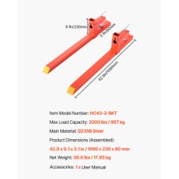 SucceBuy 2000 lbs Clamp on Pallet Forks 43in Total Length Quick Attach Tractor Fork Attachments for Loader Bucket Skid Steer