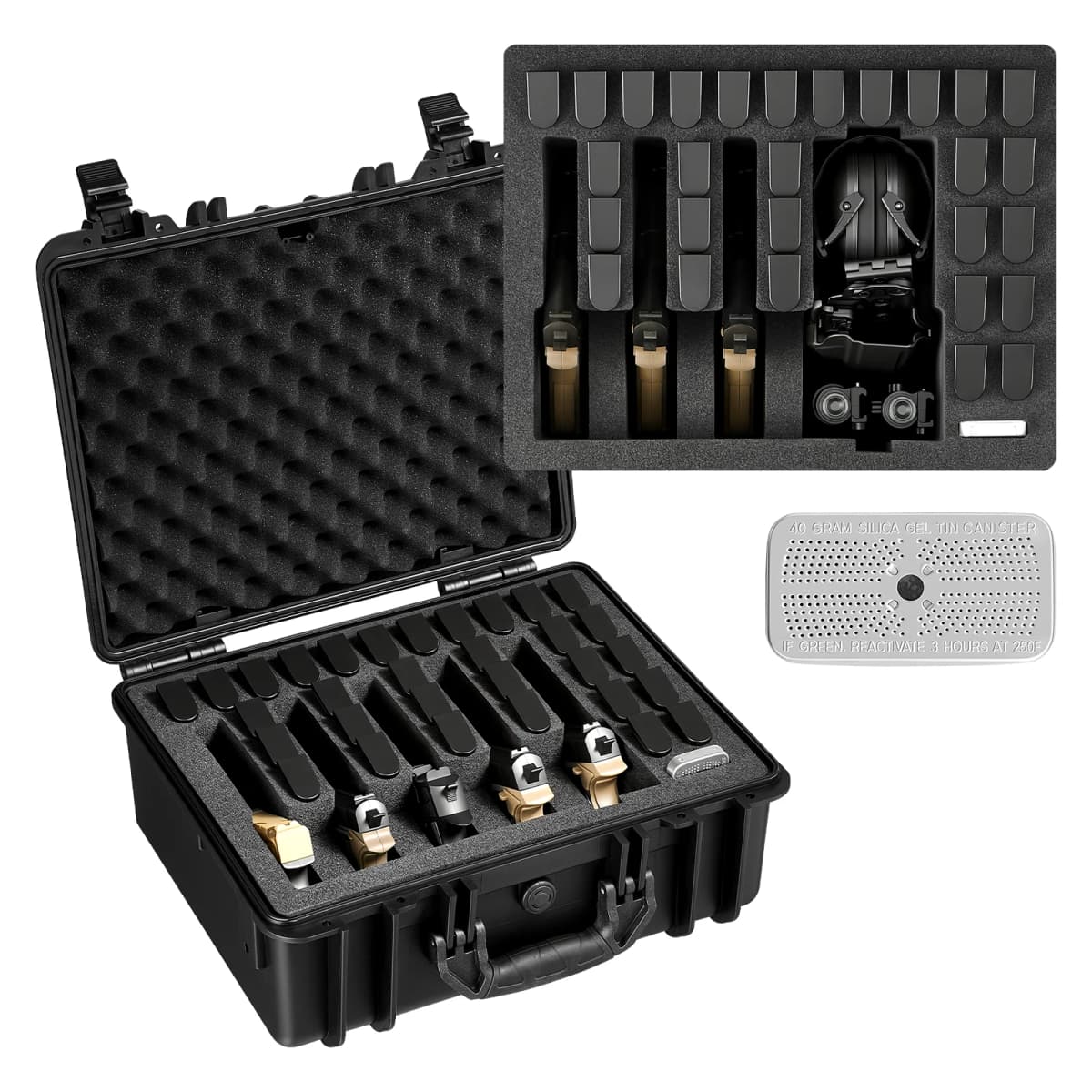 SucceBuy Hard Pistol Case Hard Gun Case with XPE Foam Lining Waterproof Pistol Box with Customizable Interior for Gun Lenses