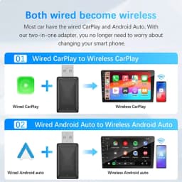 2026 New 2-in-1 Wireless CarPlay & Android Auto Adapter, Wired to Wireless, Plug & Play, Car Smart Dongle, Fit 98% Cars, Bluetooth 5.4+WiFi6, Low Latency, for iPhone & Android
