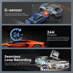 【US Warehouses】AZDOME Dash Cam V600 2.4" Screen 2x1080P+480P Car Camera G-Sensor Super Night Vision Car DVR 24H Parking Mode Support Rear Cam