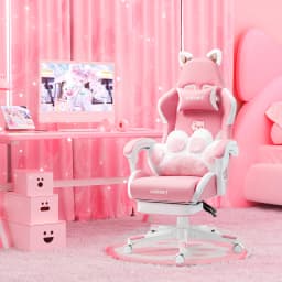 Vigosit Gaming Chair Cute Ears and Kawaii Pillow Ergonomic Computer Game Chair for Girls with Lumbar Support