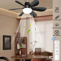 Cordless Light Socket Fan for Kitchen Bedroom Small Room LED Socket Fan Light with Remote Small Ceiling Fan with Light