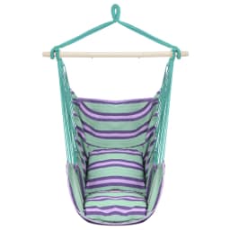 Outdoor Hanging Rope Chair Polyester Cotton with 2 Soft Pillows Green 250 Lbs Capacity for Garden Patio Porch Backyard Swing