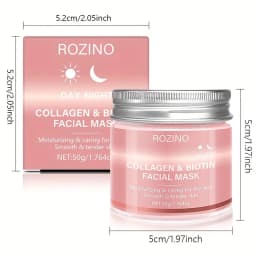 50g Biotin Collagen Day & Night Mask, Hydrates, Keeps Skin Moist And Plump, Firms Skin, Brightens Complexion, Smooths Skin, Makes Skin Look Younger. Suitable for Daily Use And Holiday Gifts, Giving Her A Beautiful Face