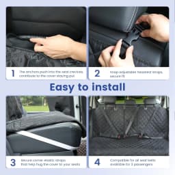 53in Waterproof Diamond Quilted Back Seat Dog Cover, Split Design Rear Bench Pet Car Seat Protector with Secure Hanging Straps, Anti-Scratch Stain Resistant Car Seat Cover for Messy Pets, Drooling Kids & Most Sedan Vehicles