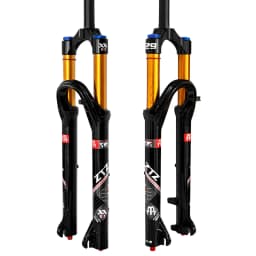 26/27.5/29 Inch MTB Air Suspension Fork 34mm Stanchions 140mm Travel Rebound Adjustment Straight Steerer 9x100mm QR Manual Lockout Mountain Bike Front Fork for XC AM