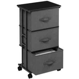 JHK 3 Drawers Dresser Storage Cabinet with Wheels Rolling Fabric Dresser Tower Storage Cabinet Organizer with Steel Frame for Closet Bedroom Entryway