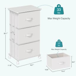 JHK 3 Drawers Dresser Storage Cabinet with Wheels Rolling Fabric Dresser Tower Storage Cabinet Organizer with Steel Frame for Closet Bedroom Entryway