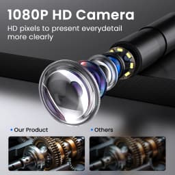 Industrial Endoscope Camera 8mm HD1080P 4.3inch IPS Screen 1080P Pipe Inspection Camera for Car Repair IP67 Waterproof 8 LEDS