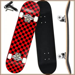 31"x8" Skateboard for Beginners & Pros - 7-Ply Canadian Maple, Double Kick, Concave, Complete