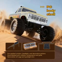1/10 Scale Brushless RC Crawler Truck, 2WD Off-Road Vehicle with Wheelie Bar, High-Torque Motor, Hobby Grade Remote Control Car for Adults, Navy Blue