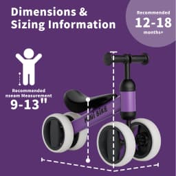 Baby Balance Bike for 1 Year Old Boys Girls, Toddler Bike 12-18 Months, Adjustable Seat, No Pedal Infant 4 Wheels Bicycle, First Riding Experience
