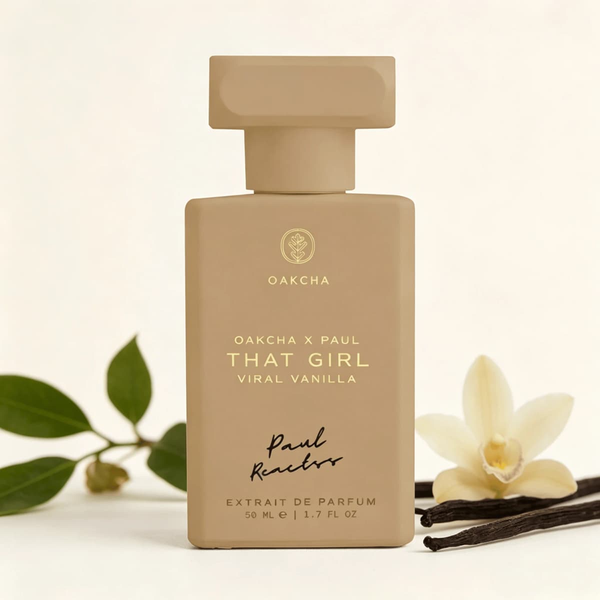 Oakcha X Paul Reactos That Girl Viral Vanilla Extrait De Parfum 50ml Long Lasting Warm Creamy Vanilla Fragrance Women Perfume Matte Nude Bottle Viral Scent Daily Gift for Ladies