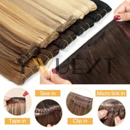 Human Hair Weft Extensions Straight 12"-22" Machine Remy Human Hair Extension 50g/pack Can Curly Hair Weaves for Women