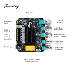 YS-MT21 2.1 Channel Audio Amplifier Board 200W Stereo Subwoofer Module With AUX Input, Treble Bass EQ For DIY Speaker System