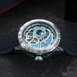Deesio Luxury Men's Automatic Self-Winding Mechanical Watch | Upgrade Carbon Fiber Case 80g Ultra Lightweight Sport Watch | Multi-Layer 3D Relief Skeleton Dial | Dual Luminous Hands | Soft Silicone Strap | 50M Waterproof Fashion Casual Gift Watch for Men