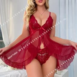 2 Pcs Women Lace Nightgown Set Deep V Neck Bra Panties Transparent Solid Slim Soft Split Nightdress Lingerie