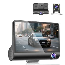 1080P FHD DashCam Car DVR 4-Inch IPS Auto Video Recorder with Three-Lens Rear View Camera Night Vision Black Box